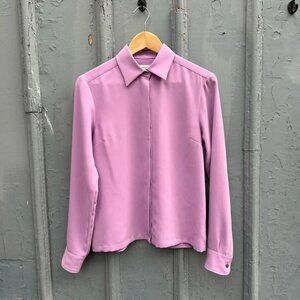 Dries Van Noten Purple Concealed Button Down Shirt, Size 36